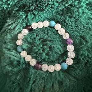 Crushed white quartz beads with amethyst and Larimar